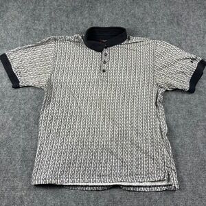 VTG TaylorMade Polo Shirt Mens XL Gray Black Cable Print Cotton Golf Short
